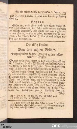 Die eilfte Lection. Von dem achten Gebote.