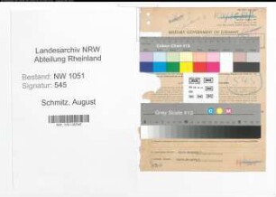 Entnazifizierung August Schmitz , geb. 21.04.1886 (Geschaeftsfuehrer)