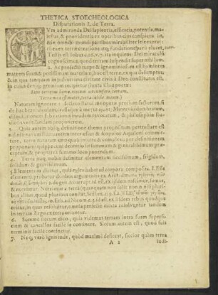 Thetica Stoecheologica Disputationis I. de Terra.