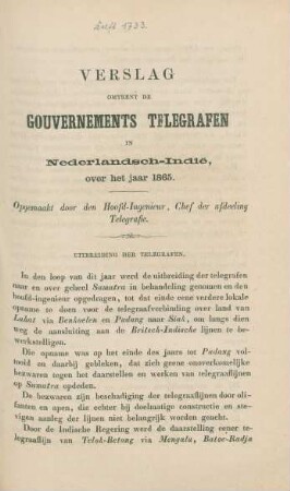 Verslag ... over het jaar 1865