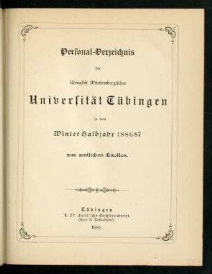Verzeichnis der Studierenden der Universität Tübingen