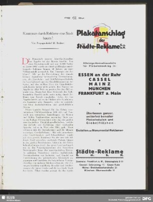 Plakatanschlag der Städte-Reklame G.m.b.H.