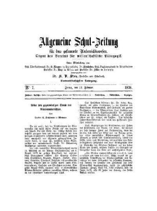 Ueber den gegenwärtigen Stand des Blindenunterrichtes