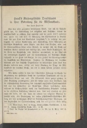 Hauck's Kirchengeschichte Deutschlands in ihrer Bedeutung für die Missionskunde
