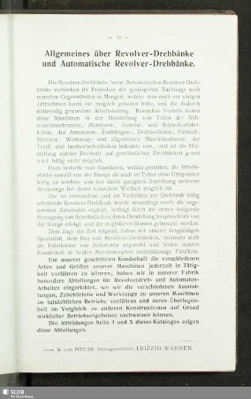 Allgemeines über Revolver-Drehbänke und Automatische Revolver-Drehbänke