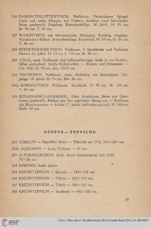 Stoffe- Teppiche (Nr. 242-267)