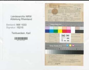 Entnazifizierung Karl Tenbuecken , geb. 12.04.1899 (Maurer)