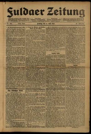 Erste Ausgabe vom Freitag, den 04. Juli 1913.