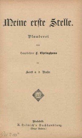 Meine erste Stelle : Plauderei
