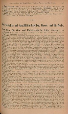 Gas-Anstalten und Gasglühlicht-Fabriken, Wasser- und Eis-Werke