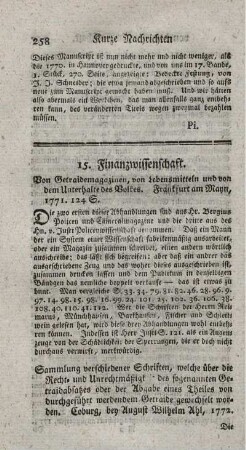 15. Finanzwissenschaft.