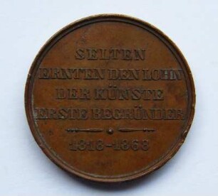 Gedenkmedaille Franz Xaver Gabelsberger : Sammlung Beinhorn. Gedenkmedaille Franz Xaver Gabelsberger. Bronze; Durchmesser 28 mm, Gewicht 10,7 g (J. A. Ries). Dresden: SLUB R c 0012
