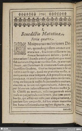 Benedictio Matutina, Feria quarta