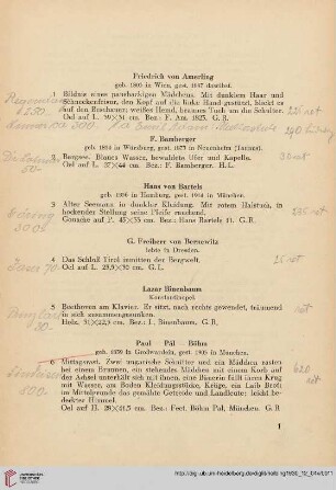 Ölgemälde neuerer Meister des 19. und 20. Jahrhunderts (Nr. 1-138)