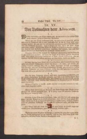 Tit. XV. Von Vollmachten derer Advocaten.