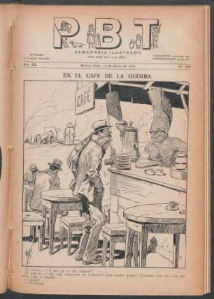En el café de la guerra - [Caricatura]
