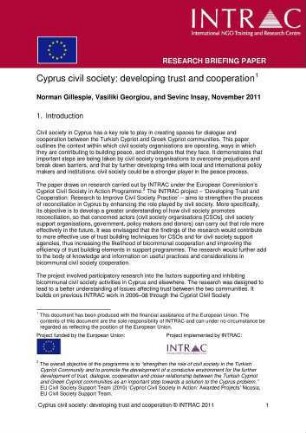Cyprus civil society : developing trust and cooperation