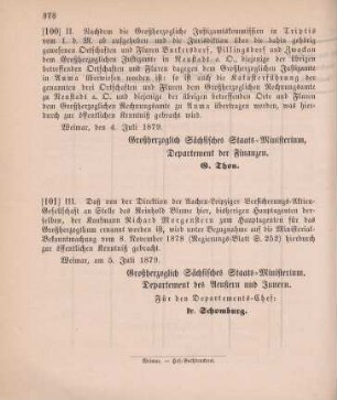101. Ministerial-Bekanntmachung, den Wechsel in der Hauptagentur der Aachen-Leipziger Versicherungs-Aktien-Gesellschaft betreffend