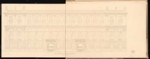 Gasthof 1. Ranges, Berlin Schinkelwettbewerb 1865: Aufriss Ansicht vom Platz; Maßstabsleiste