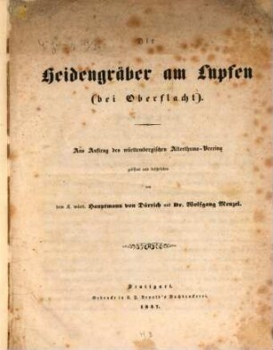 Die Heidengräber am Lupfen (bei Oberflacht)