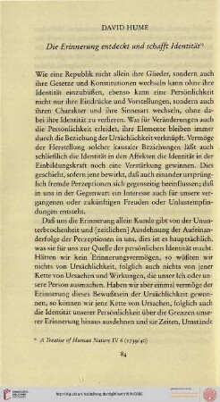 David Hume: Die Erinnerung entdeckt und schafft Identität