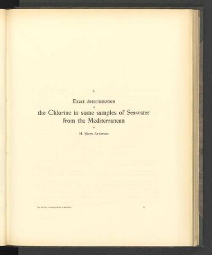 3. Exact determination of the Chlorine in some samples of Seawater from the Mediterranean