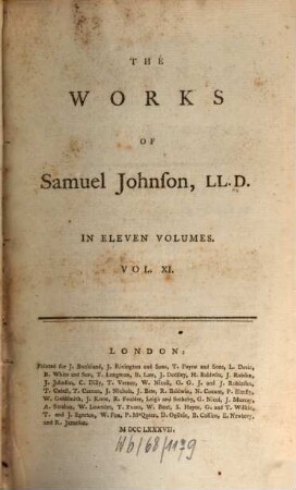 The Works Of Samuel Johnson, LL. D. : Together With His Life, And Notes On His Life Of The Poets, 11