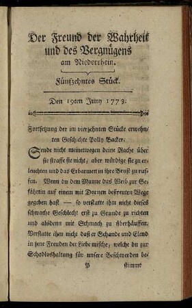 Fünfzehntes Stück. Den 19ten Juny 1773.