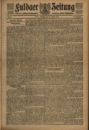 Zweite Ausgabe vom Samstag, den 15. Januar 1910.