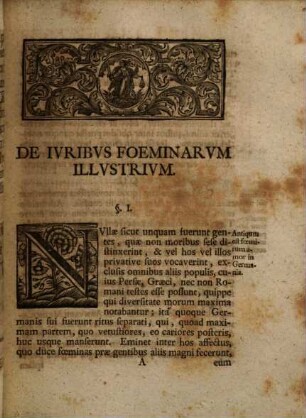 Dissertatio inavgvralis ivridica de ivribvs foeminarvm illvstrivm in Germania