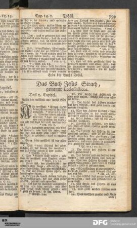 Das Buch Jesus Sirach, genannt Ecclesiasticus.