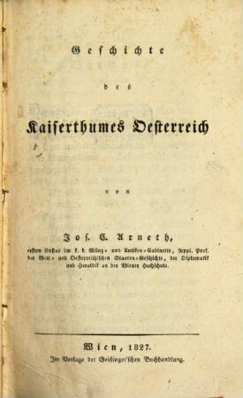 Geschichte des Kaiserthumes Österreich
