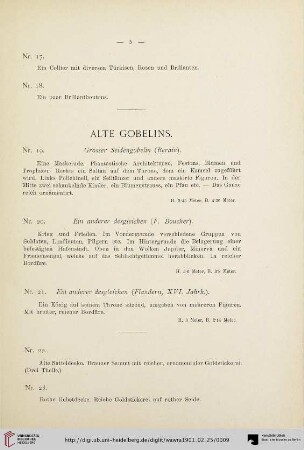 Alte Gobelins (Nr. 19-31)