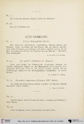 Alte Gobelins (Nr. 19-31)