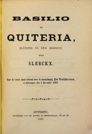 Basilio en Quiteria : blijspel in één bedrijf