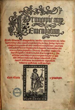 Cornucopie nup[er] emendatum A domino Benedicto Brugnolo : ac mirifice co[n]cinnatum cu[m] tabula prioribus aliis copiosiori ...