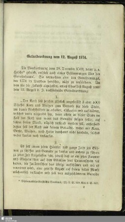 Getreideordnung vom 12. August 1574