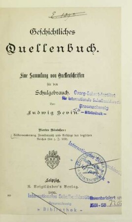 Bd. 4: Völkerwanderung, Frankenreich und Anfänge des Deutschen Reiches : (bis z. J. 919)