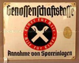 Werbeschild "Genossenschaftskasse"