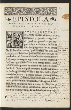 Epistola Pauli Apostoli Ad Romanos.