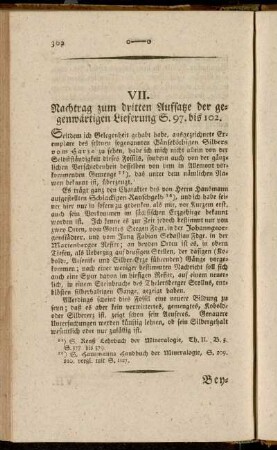 VII. Nachtrag zum dritten Aufsatze der gegenwärtigen Lieferung S. 97. bis 102.