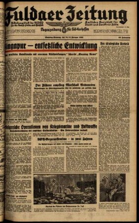 Ausgabe vom Samstag, den 14. Februar 1942.