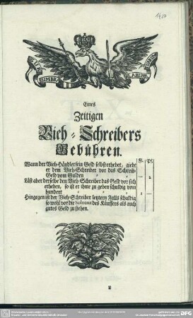 Eines Zeitigen Vieh-Schreibers Gebühren