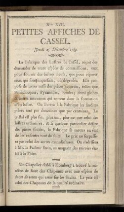 No XVII (Jeudi 25 Décembre 1783)