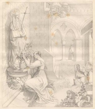 Gretchen im Klosterhofe kniend vor der Mater dolorosa
