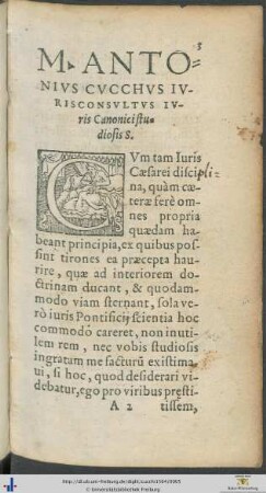 Marcus Antonius Cucchus Canonici studiosis Salutem