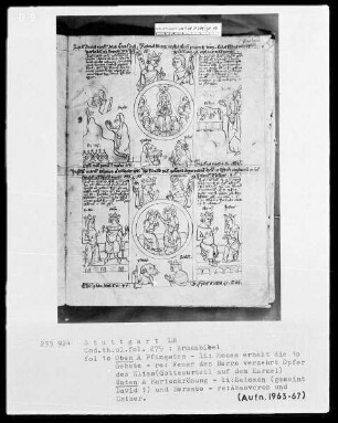 Armenbibel — Bildseite mit zwei Gruppen von typologischen Szenen, Folio 10recto