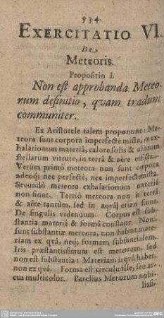 Exercitatio VI. De Meteoris.