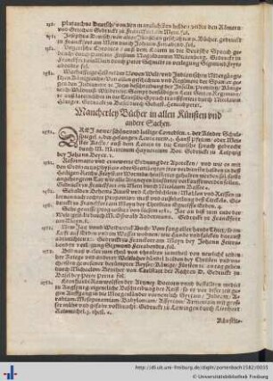 Mancherley Bücher in allerley Künsten und andern Sachen.