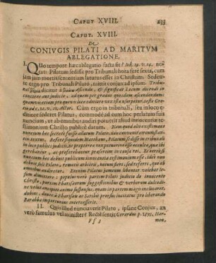 Caput XVIII. De Coniugis Pilati Ad Maritum Ablegatione.
